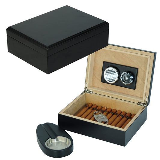 25 Cigar Humidor Set - Black